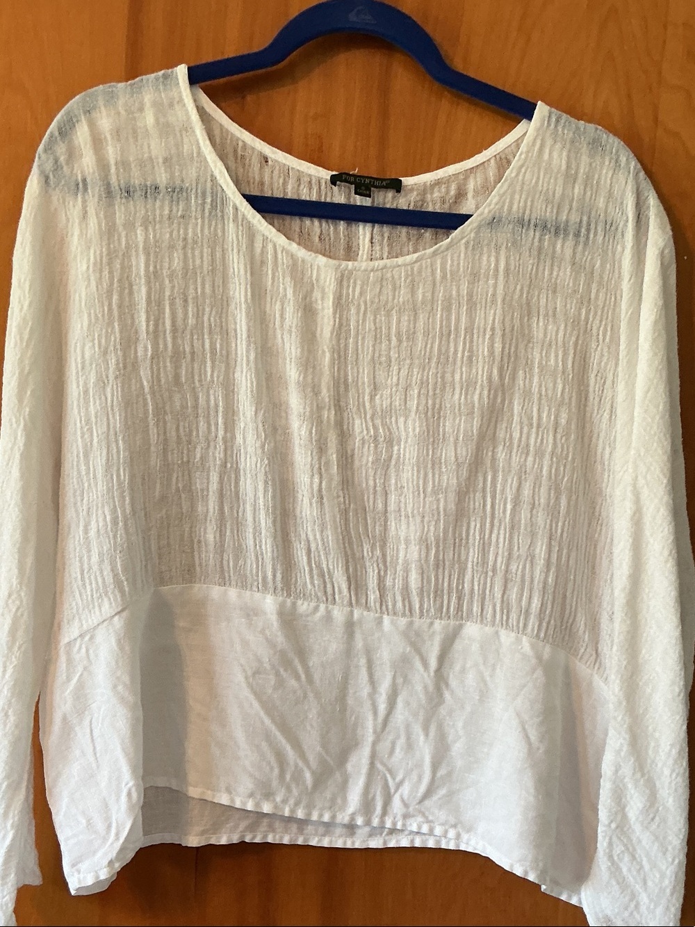 For Cynthia White Textured Long-Sleeve Blouse
